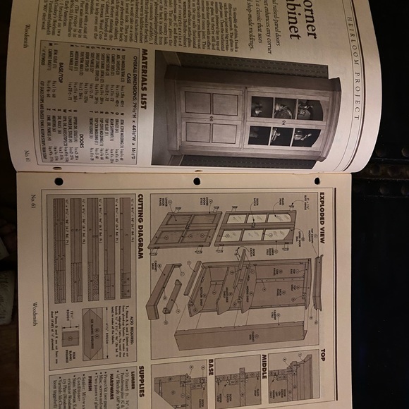 🎉5/$10🎉 Woodsmith magazine number 61 February 1989 country pine corner cabinet - Picture 4 of 9
